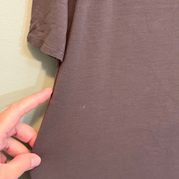 Eileen Fisher Midi T-Shirt Dress S Gray 3/4 Sleeve Casual Stretchy Pullover USA - Picture 6 of 8